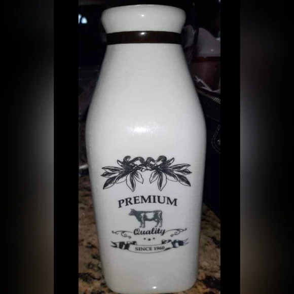 Vintage Fitz & Floyd Premium White Milk Bottle Ceramic approx 9 tall 3.5 base